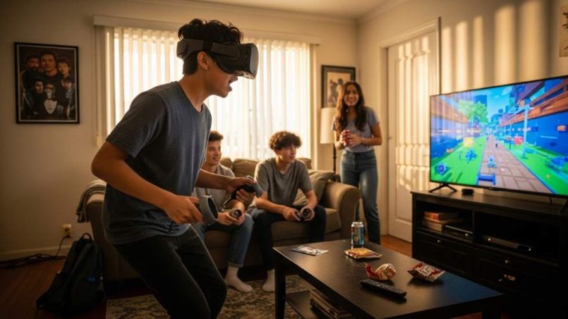 Los Angeles teens enjoying affordable VR gaming at home